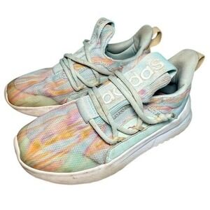 Adidas Kids Cloudfoam‎ Running Shoes Tie Dye Print Pastel Aqua Pink Orange sz 1